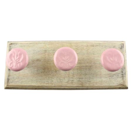 Pink Flower Ceramic Wooden Hook Online